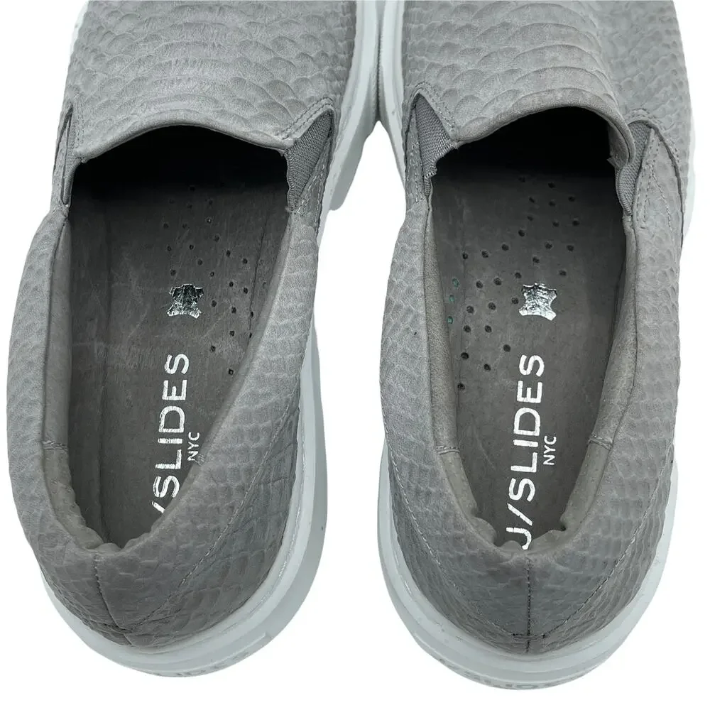 J Slides NYC Ariana Platform Sneakers Faux Snakeskin Croc Pattern Gray Size 8 - Picture 6 of 7